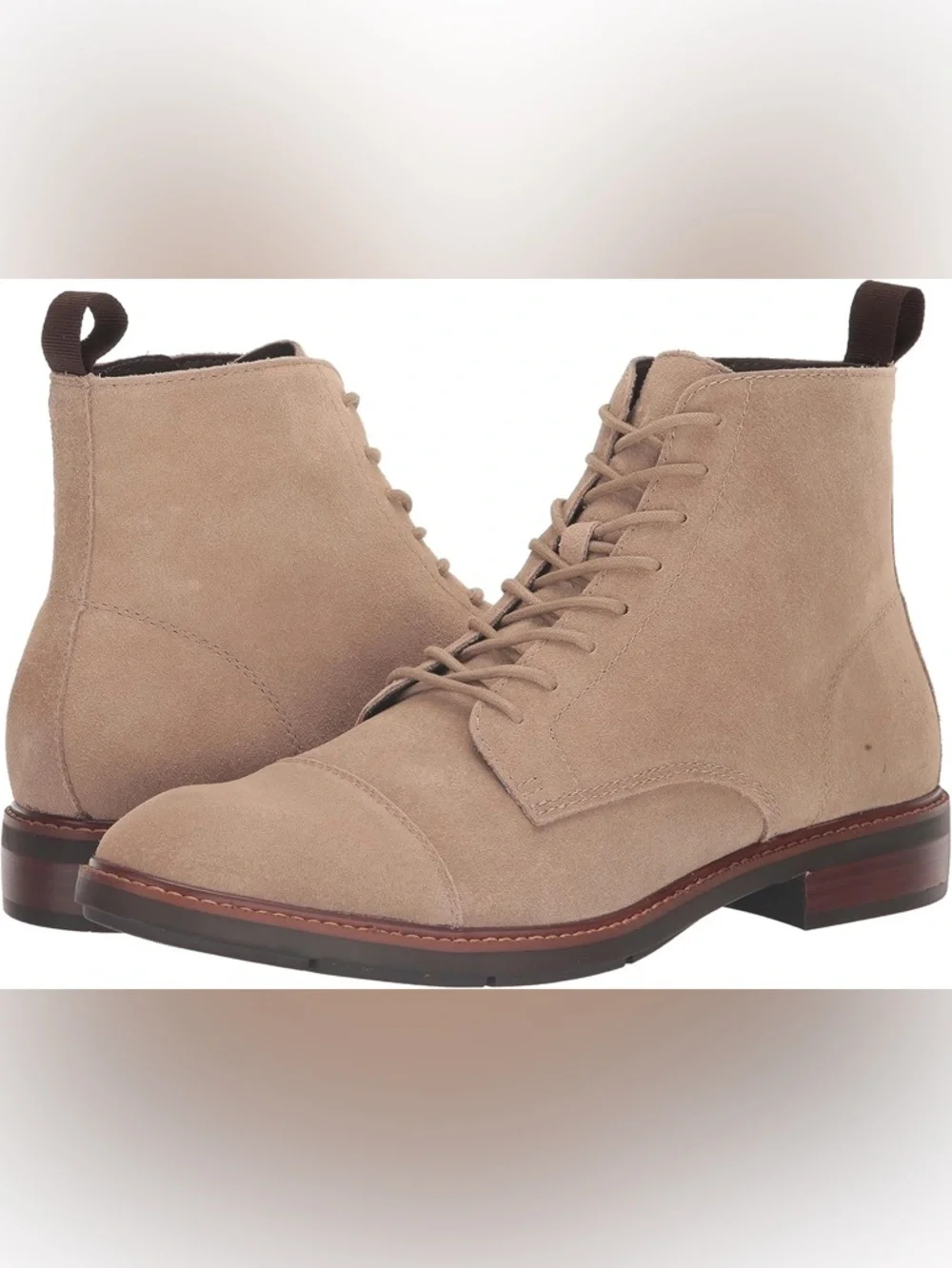 Vince Camuto Ferko Truffle Suede Tan Lace Up Boot Sz 8.5 BNWB